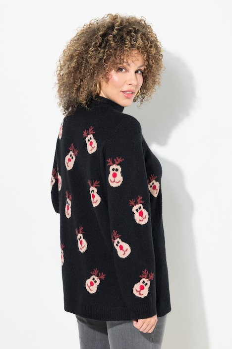 Pullover, Rentiere, Stehkragen, Langarm