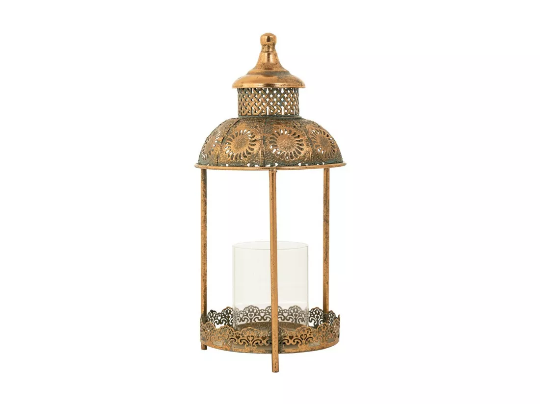 Bougeoir en métal doré 19.5x19.5x42h
