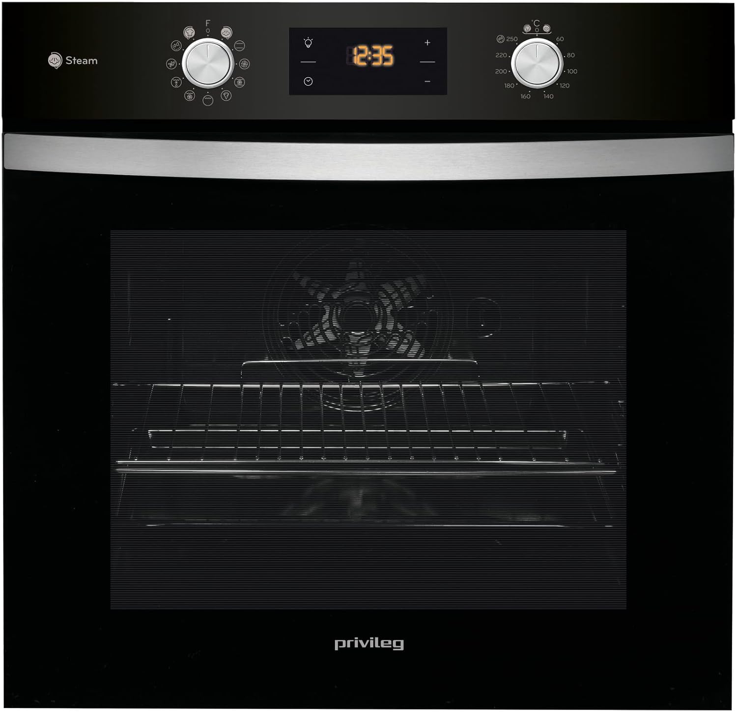 Privileg PBWK3 JH8S BLG Einbau-Backofen mit Hydrolyse und Dampffunktionen/ 71 l/Hydrolyse/CLICK und CLEAN/Multi-Level-Kochen/Pizzafunktion/Freasy Cook