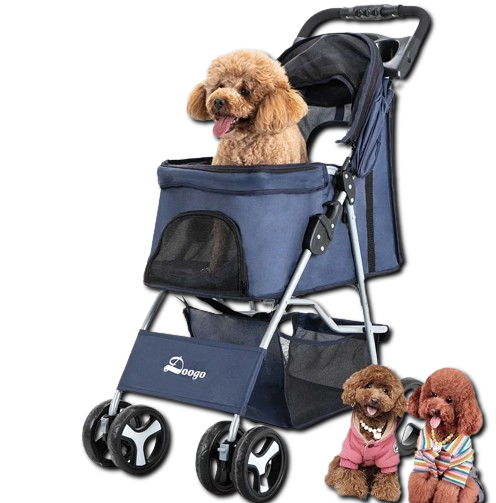 (100x70x45cm) Hunde Transport Wagen Klappbarer Haustier Buggy mit Getränkehalter - Schwarz