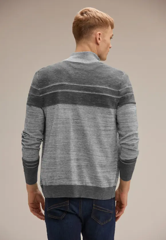 Streifendessin Strickjacke - stone grey melange