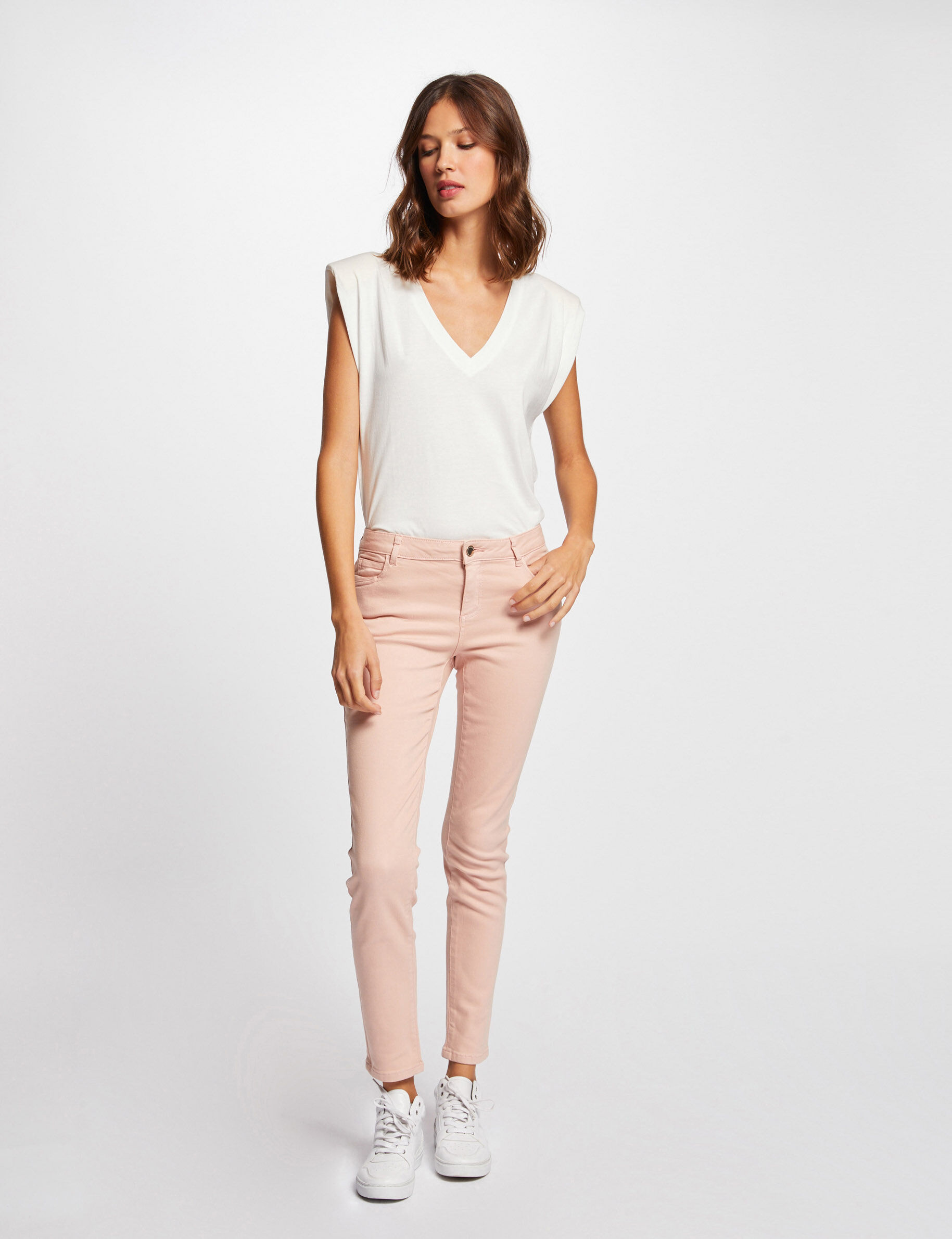 Jeans skinny taille basse vieux rose femme - vieux_rose