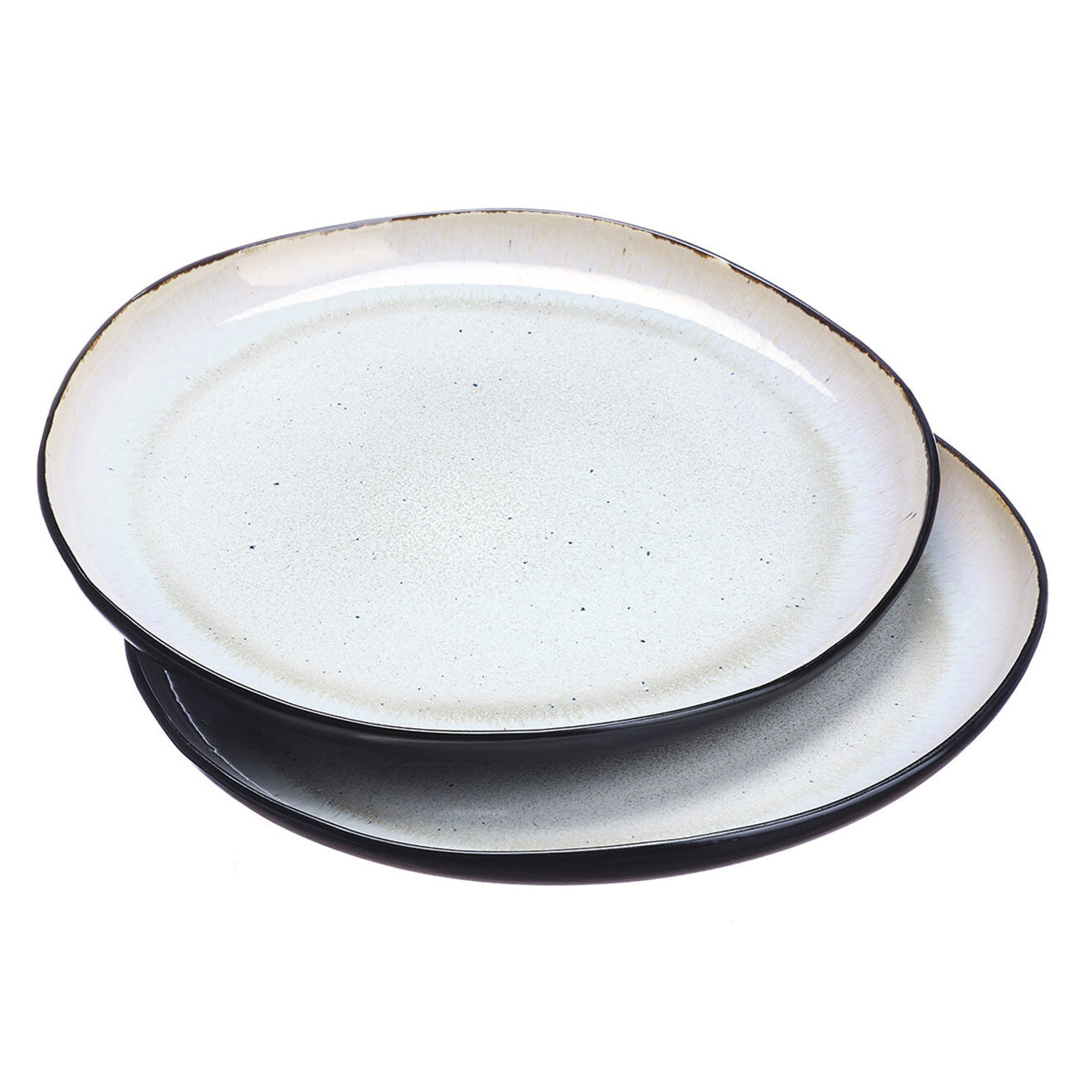 Bjorn 2 Plateaux de service en Grès Iris blanc/ivoire - 32x32x3.5 cm