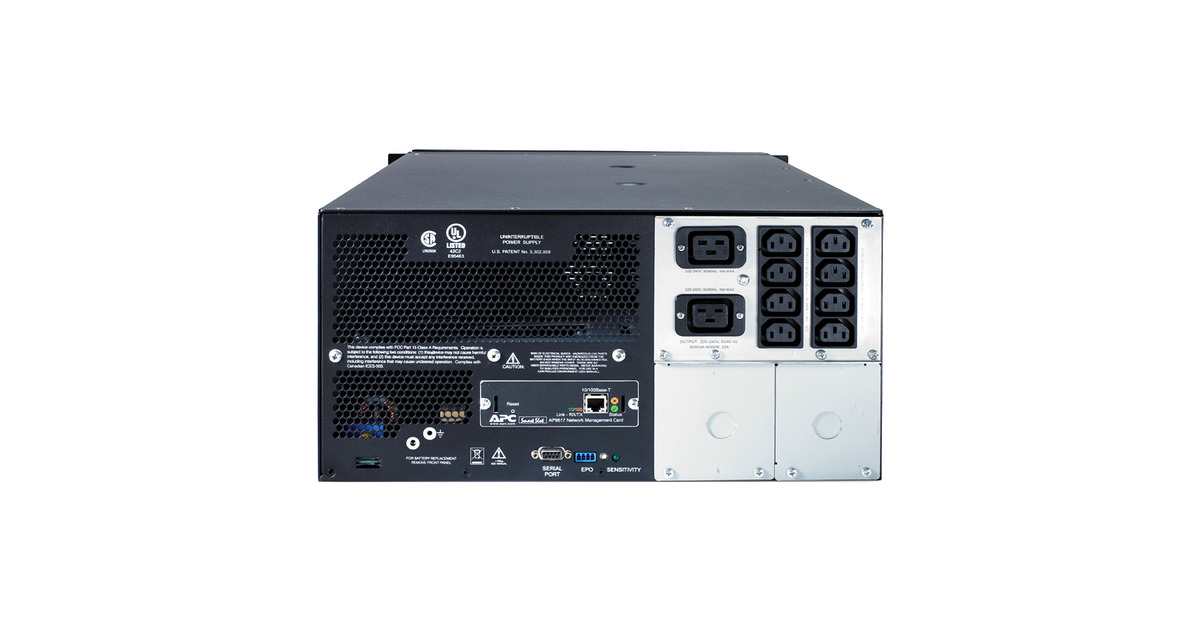 APCSmart-UPS SUA5000RMI5U - 5000VA ups  (Zwart, 8x C13, 2x C19 uitgang, NMC, 5U, Rackmount/Tower)