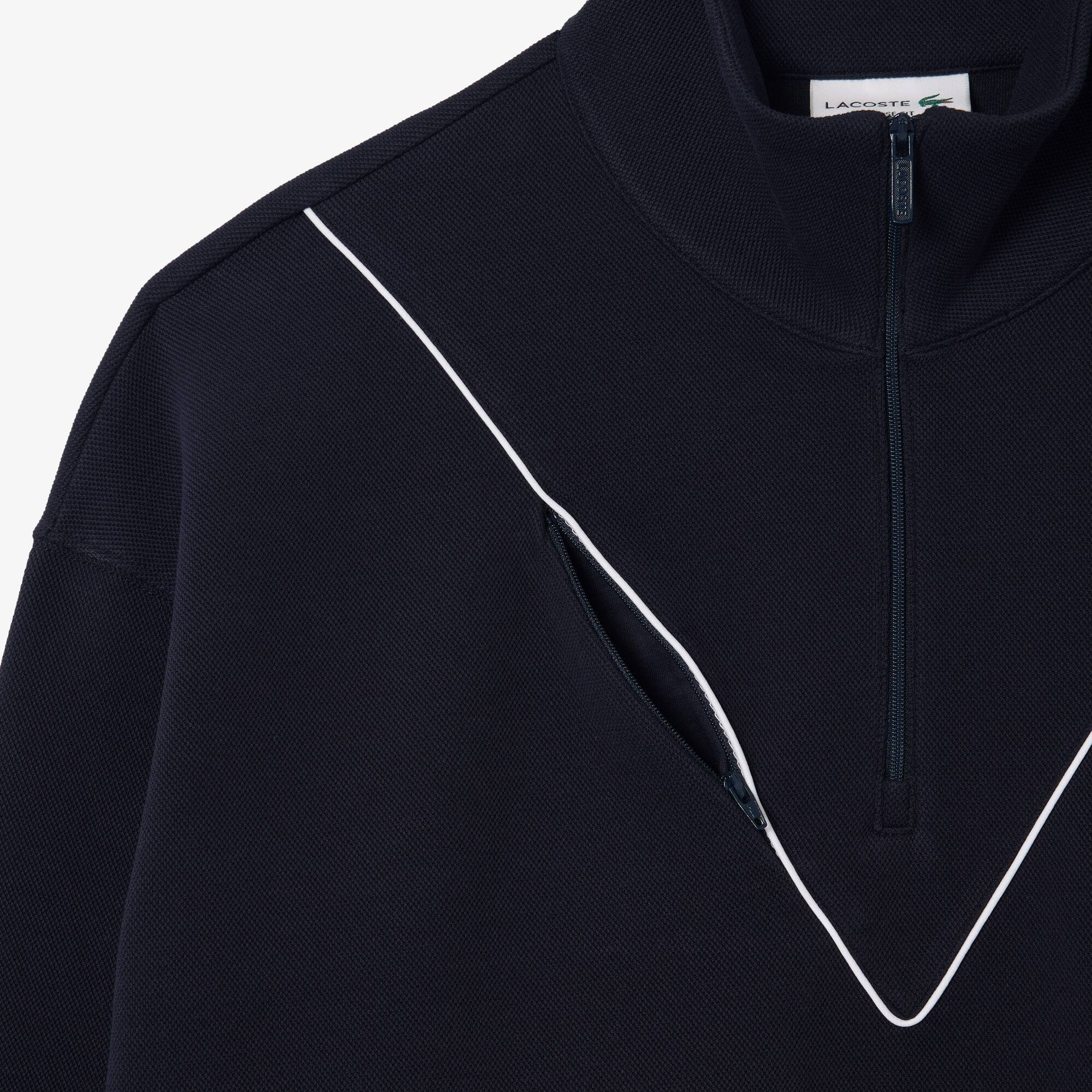 Jogging-Sweatshirt aus Piqué mit Kragen mit Reißverschluss Sweatshirts - Blau - Lacoste - Herren