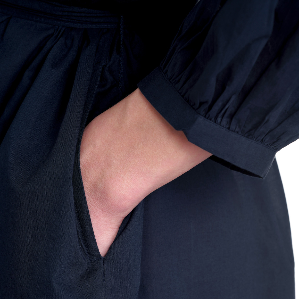 Jonas Nielsen Damen Blusenkleid mit Ballonärmeln dunkelblau