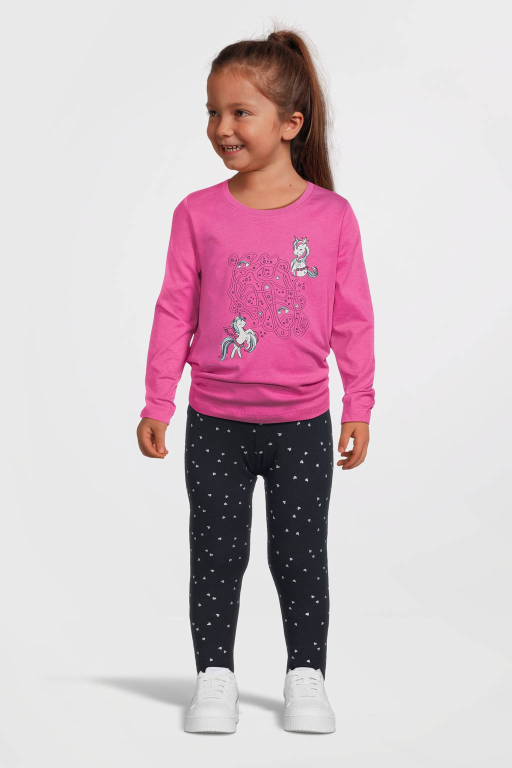 NAME IT longsleeve NMFVIOLET met printopdruk roze