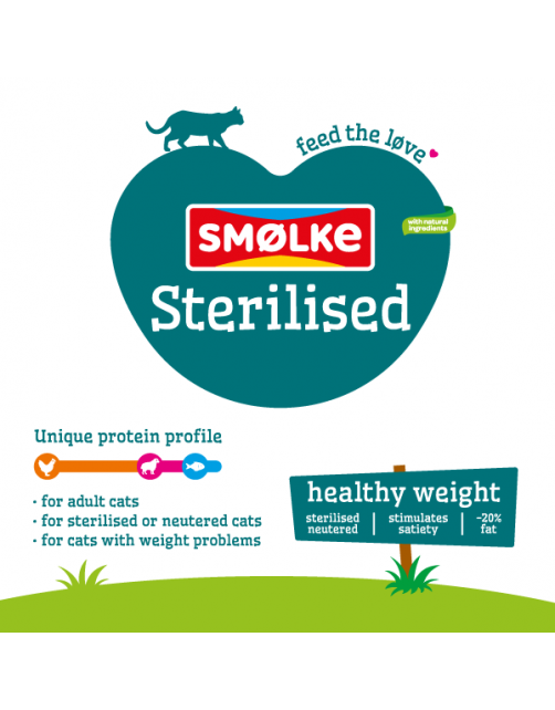 Smolke Cat Sterilised Kip&Lam&Vis - Kattenvoer