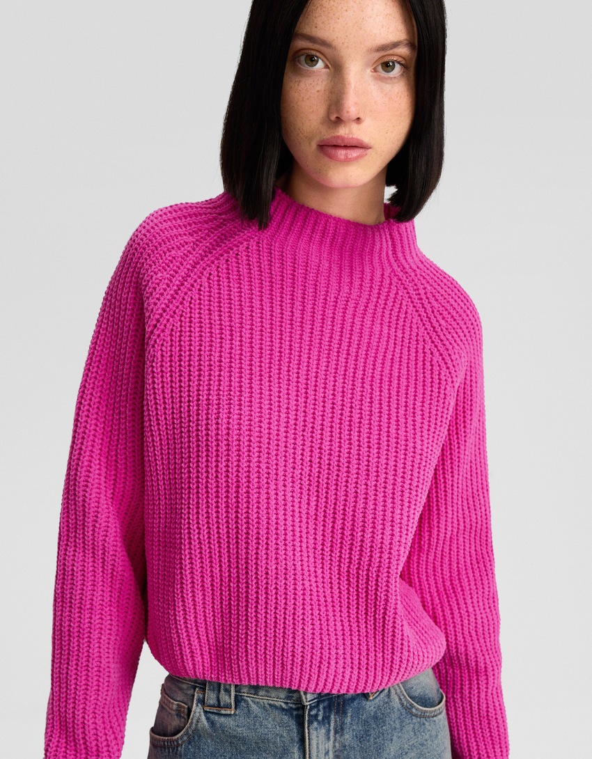 Suéter de chenille com gola alta