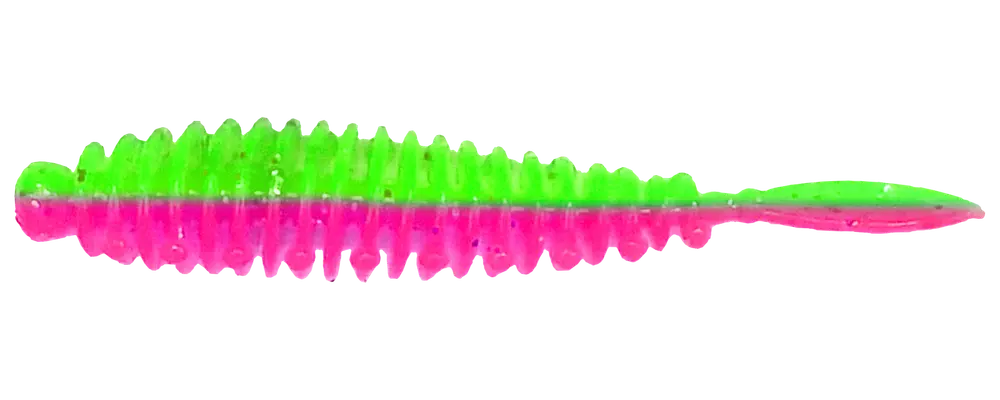 Flexibait Fat Worm Pink Green 5-pak - hvidløg