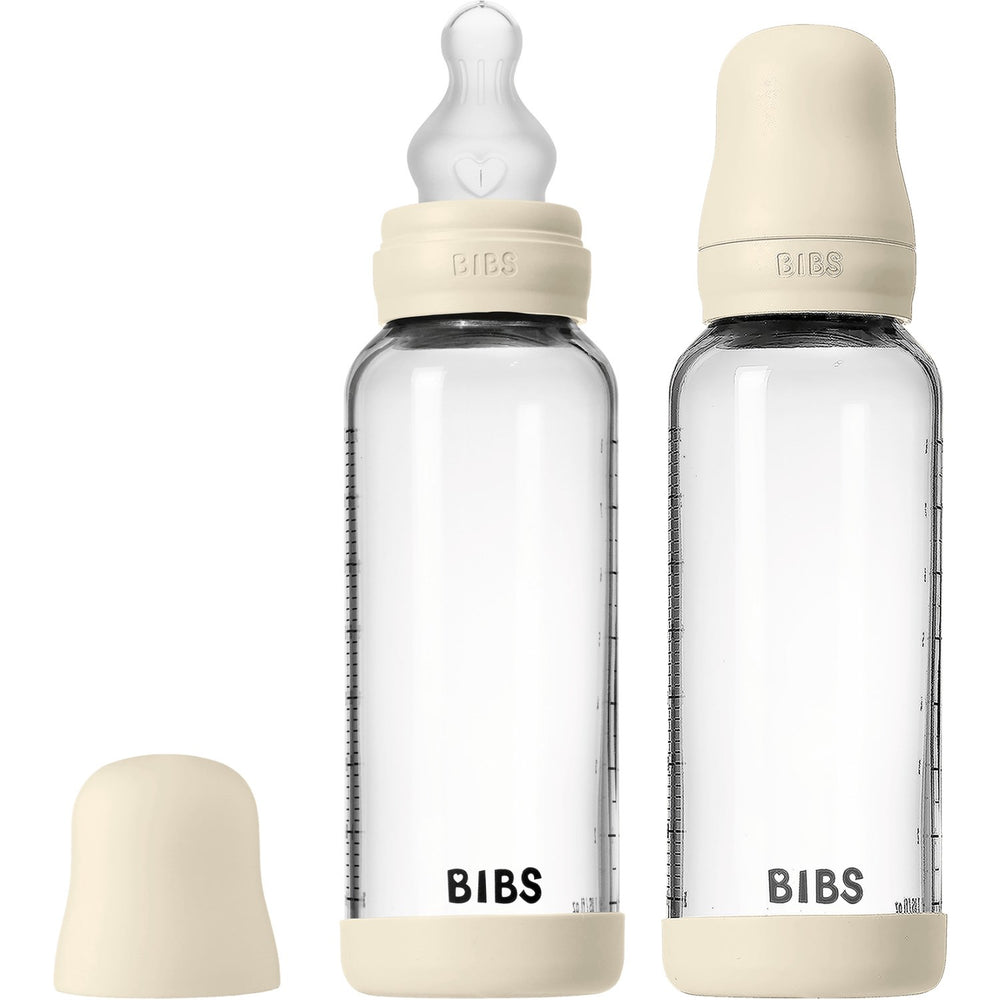 Køb Bibs Ivory Glass Baby Flaske Round Silikone 2-Pak 240 Ml Medium Flow