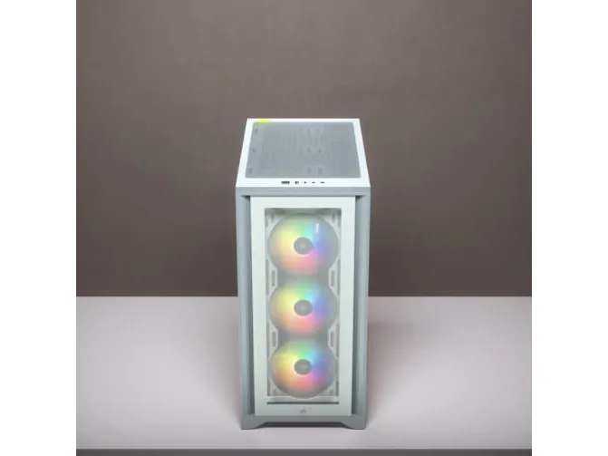 Corsair iCUE 4000X RGB – Miditower - ATX - ingen strømforsyning - Hvid - USB/Lyd