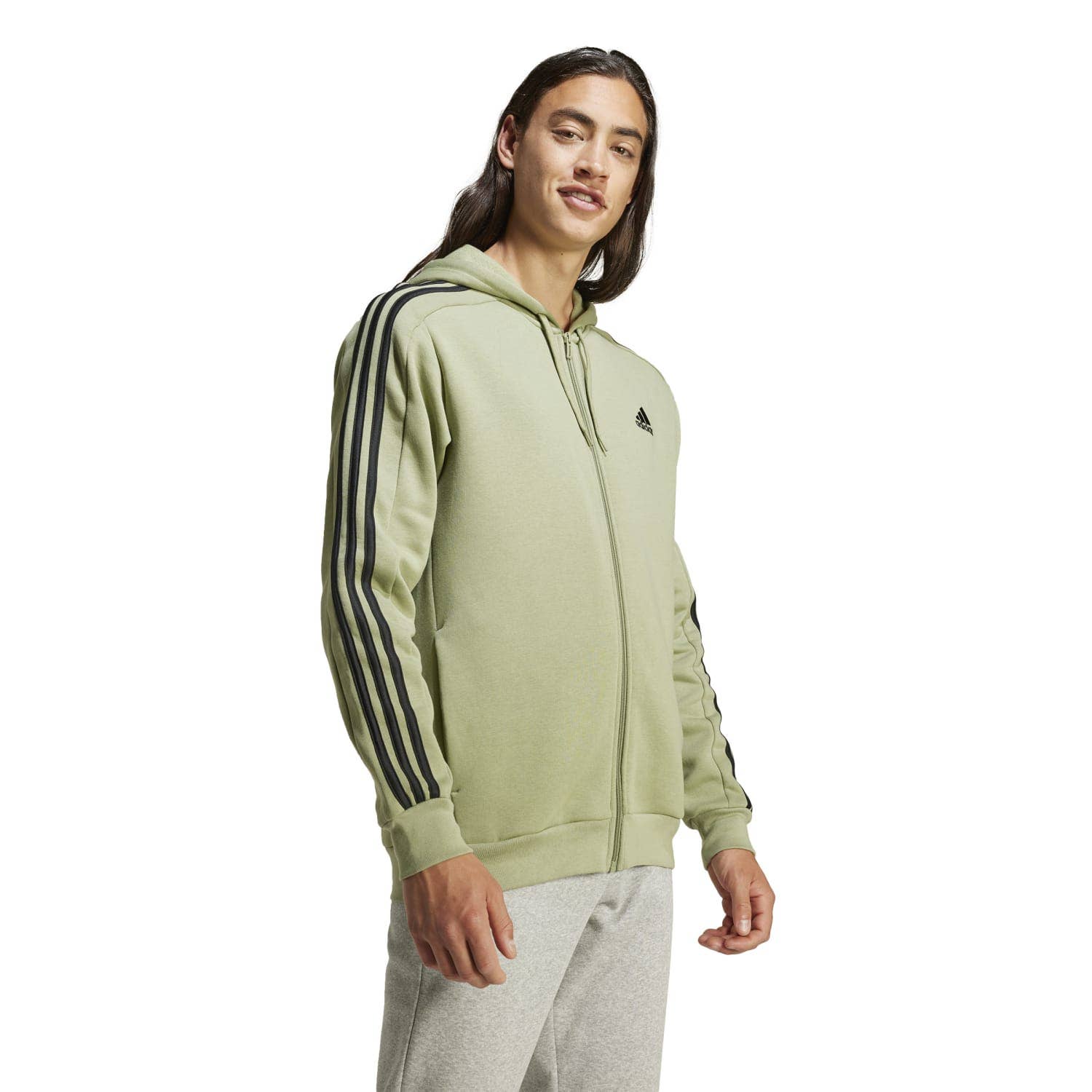 adidas  3-Stripes Fleece Full Zip Hoodie