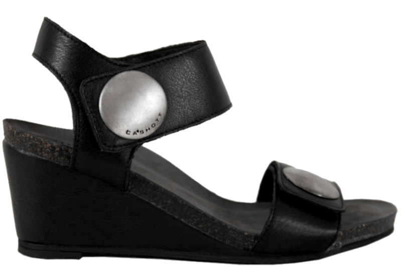 CASHOTT BLACK SANTORINI SORT LET SANDAL I LÆDER