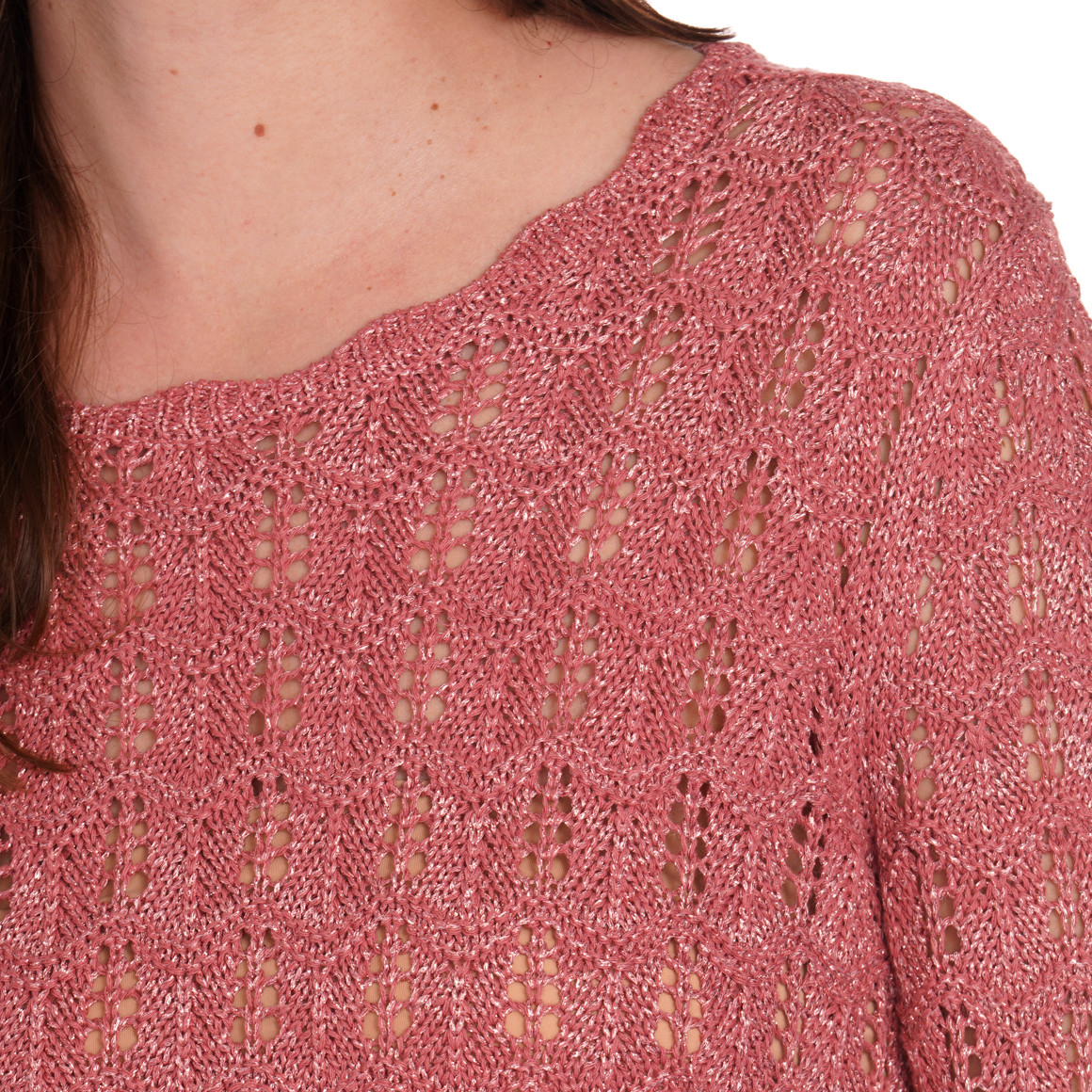 Gina Benotti Damen Strickpullover mit Effektgarn rostrot