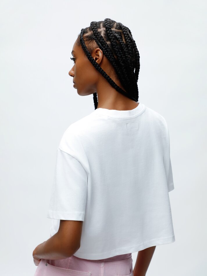 Camiseta cropped de manga curta - Off-White