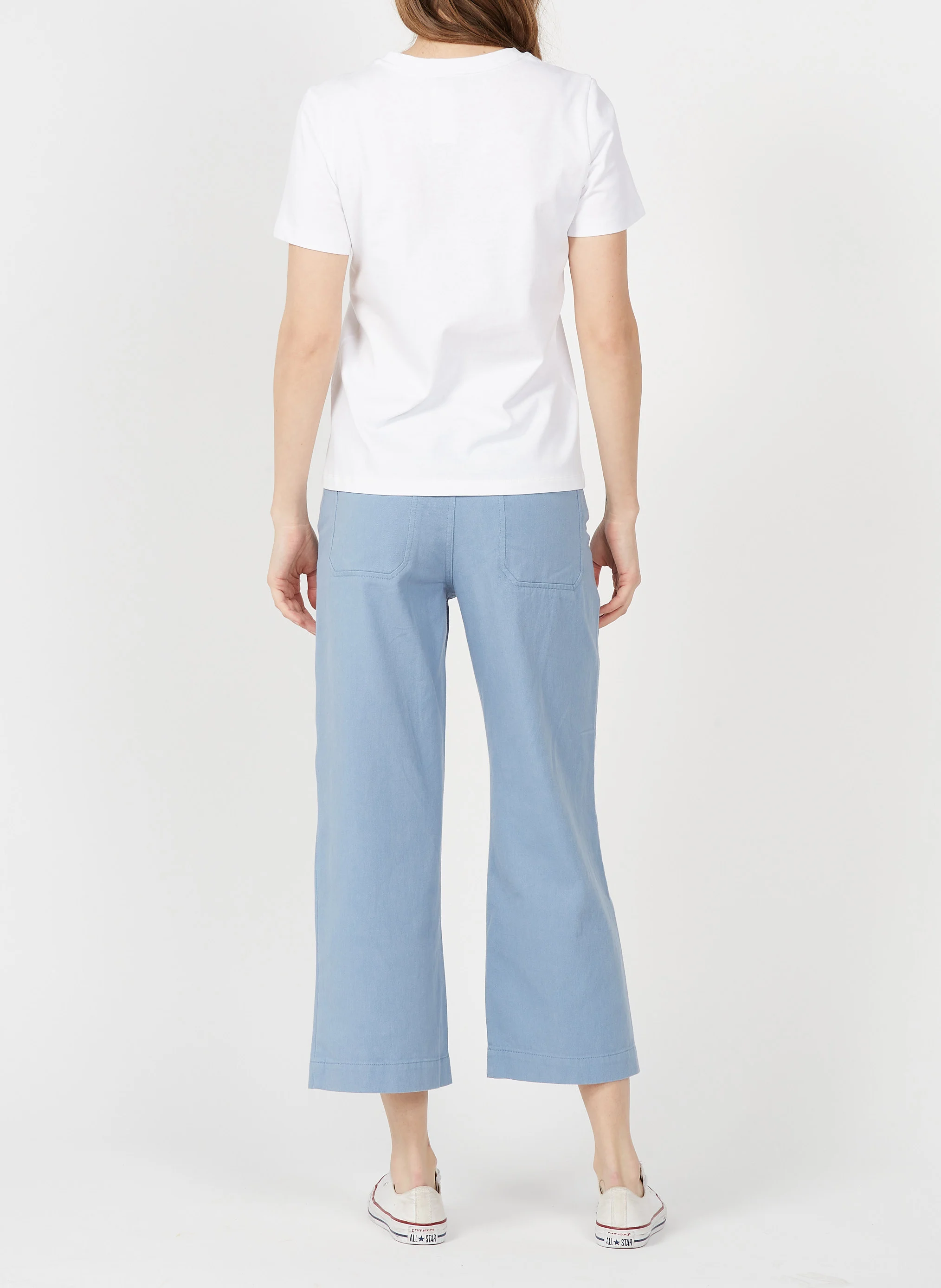 GASPARD - Pantalon large taille haute en toile de coton | Jean Délavé