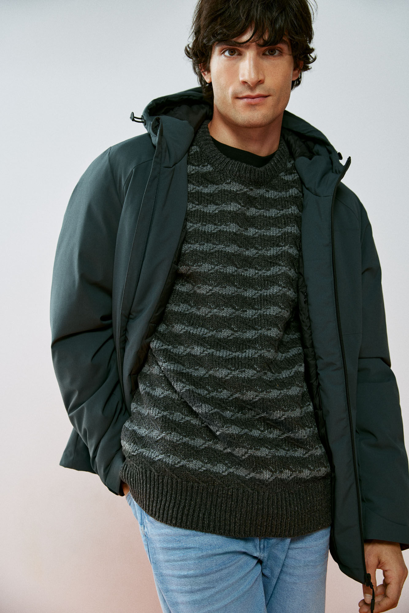 Parka técnica curta acolchoada para meninas