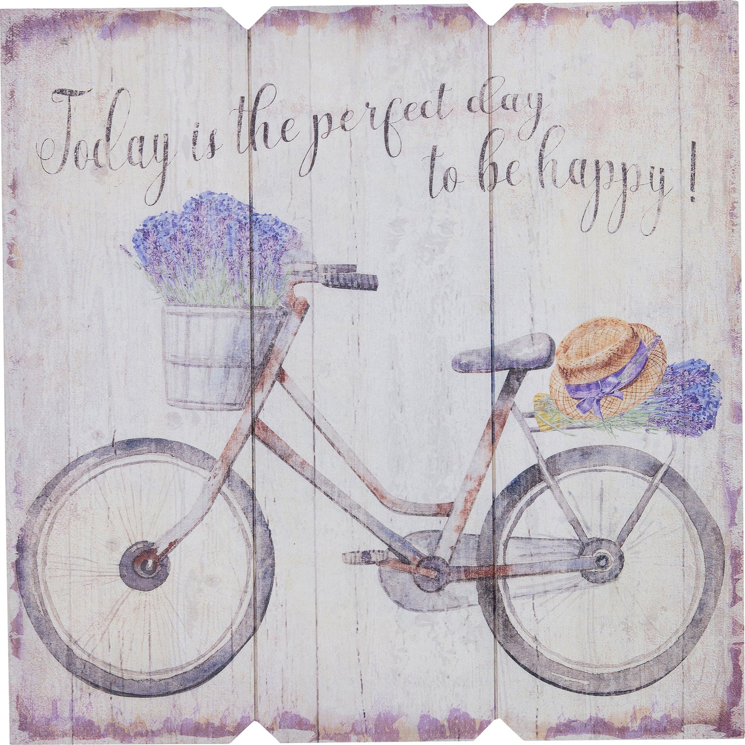 Intratuin buitenschilderij lavendel fiets 40 x 40 cm paars / wit