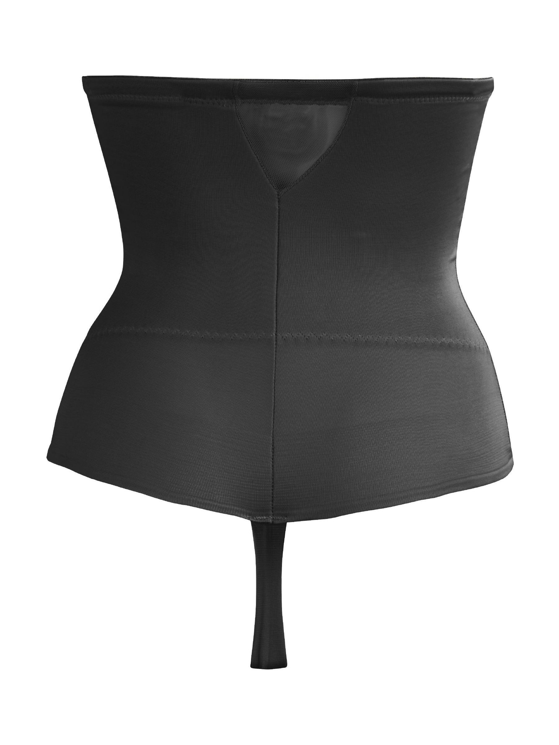 Zwart - Miraclesuit doorschijnende string met hoge taille en stevige buikcorrectie
