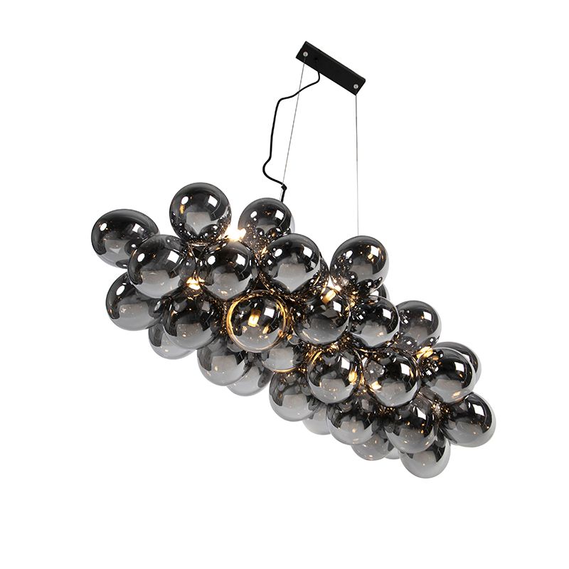 Smart hanglamp zwart met smoke glas 8-lichts incl. 8 Wifi G9 - Uvas