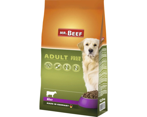 MR.BEEF Graanvrij Droogvoer voor Volwassen Honden 12,5 kg Rundvlees, non-GMO, geen toegevoegde suiker, geen kunstmatige kleurstoffen, geen soja. Gemaakt in Duitsland