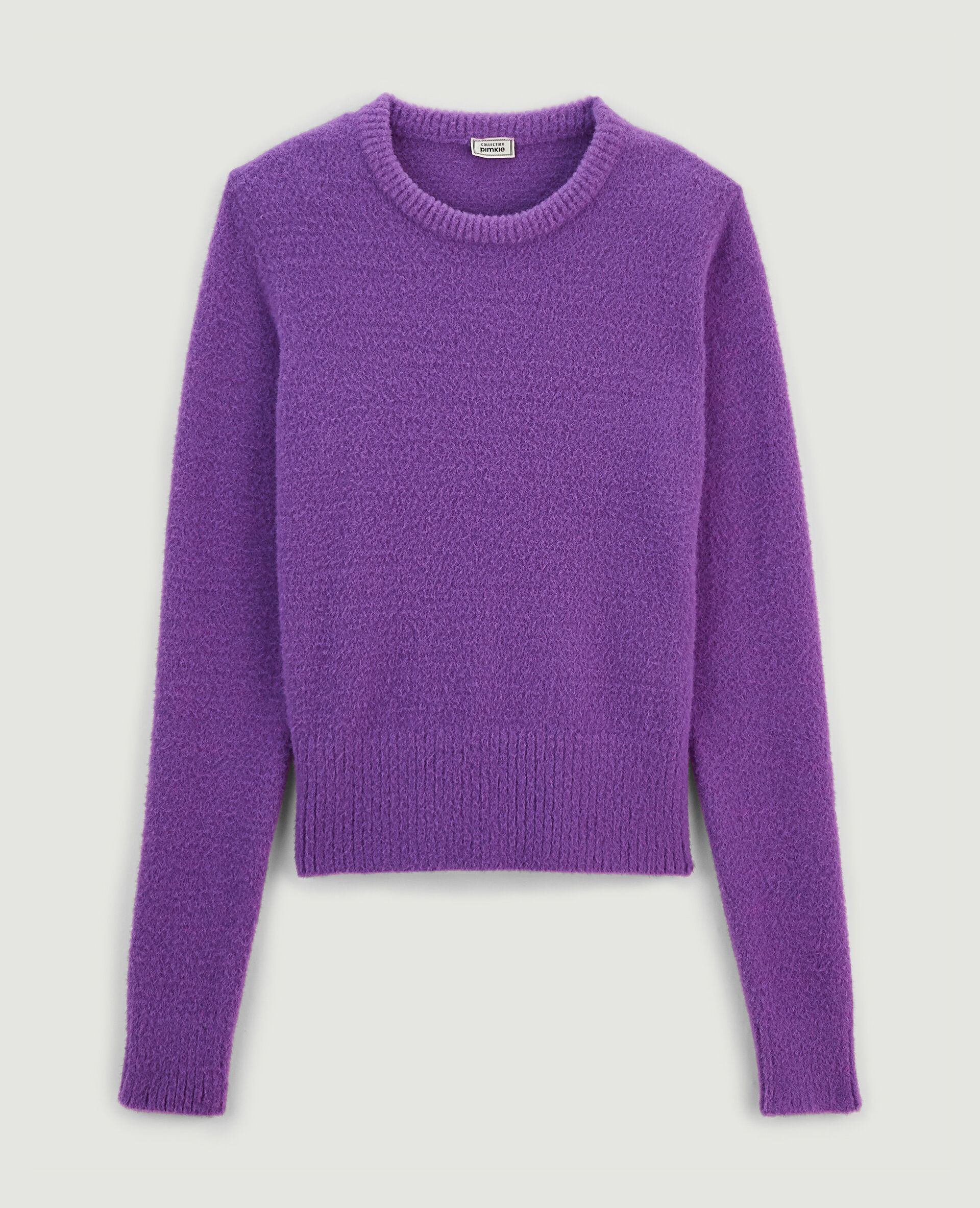 Pull col rond maille fluffy - Violet