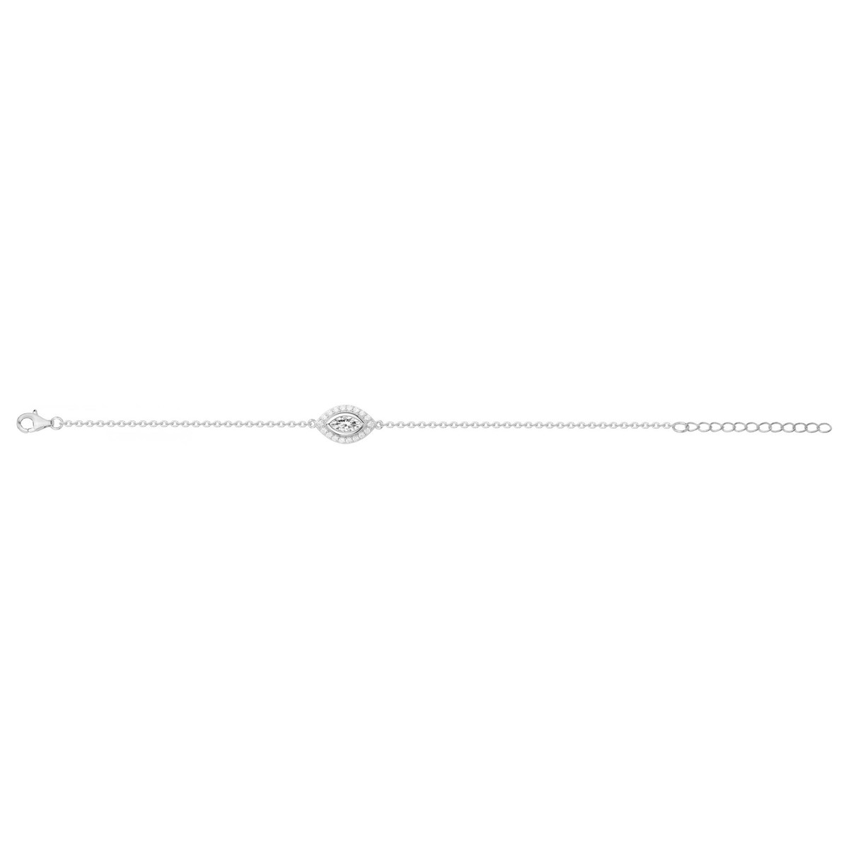 Bracelet souple mono-motif en Argent avec oxyde de zirconium blanc
