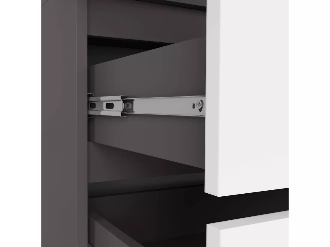 Armoire AKORD S90 Gris Graphite 90 cm 2 portes 2 tiroirs façade Blanche 4 étagères 90x51x180 cm