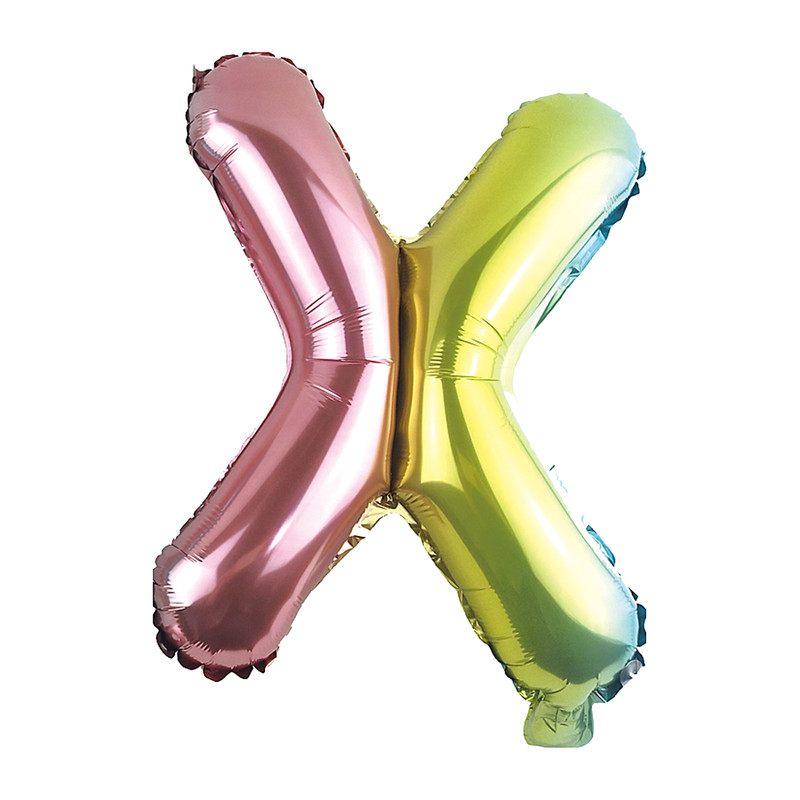 Folieballon X - regenboog metallic - 30 cm