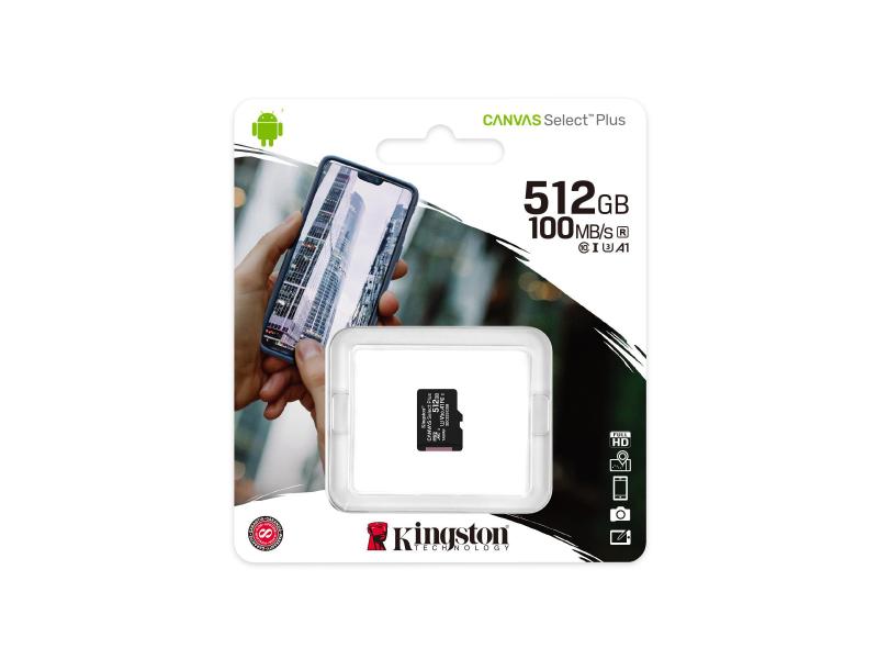 Kingston microSDXC-Karte Canvas Select Plus 512 GB SD-Karte, Class 10 U3 UHS-I V30, 512 GB
