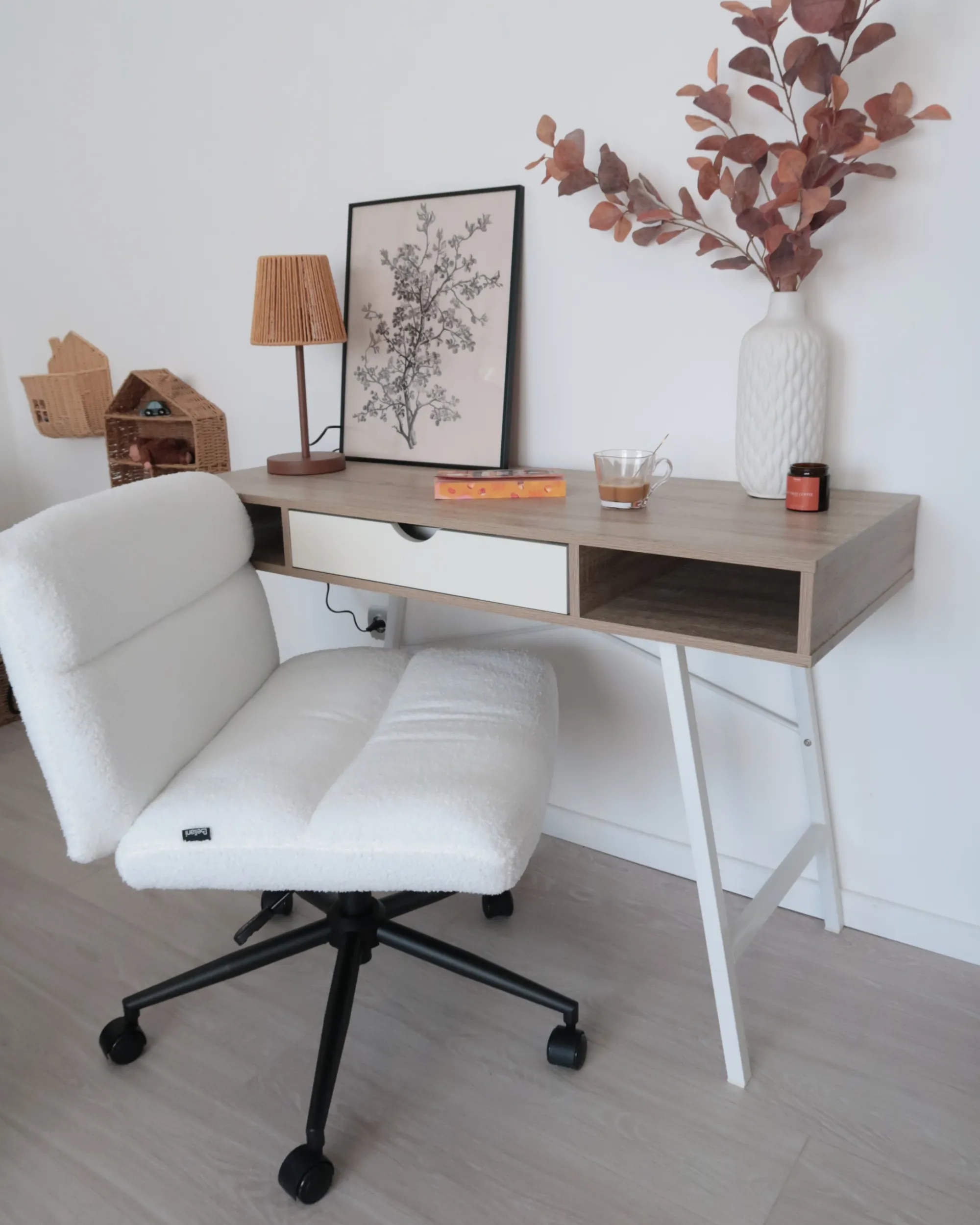 Bureaustoel CATLIN Bouclé Wit