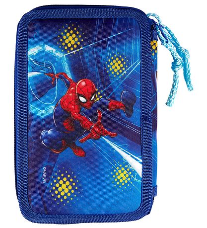 Spiderman Penalhus m. Indhold - Twozip - Blå