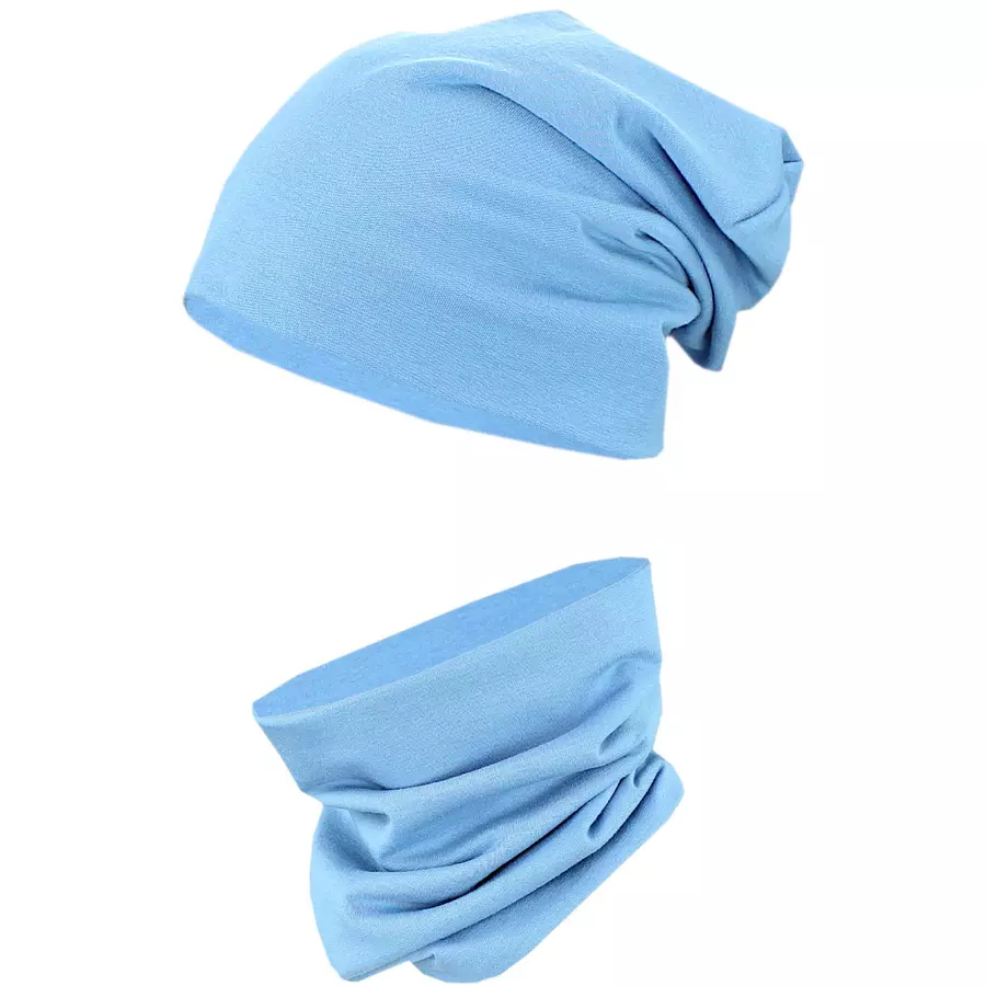 TupTam Unisex Kinder Beanie Mütze Schlauchschal Set blau Modell 2