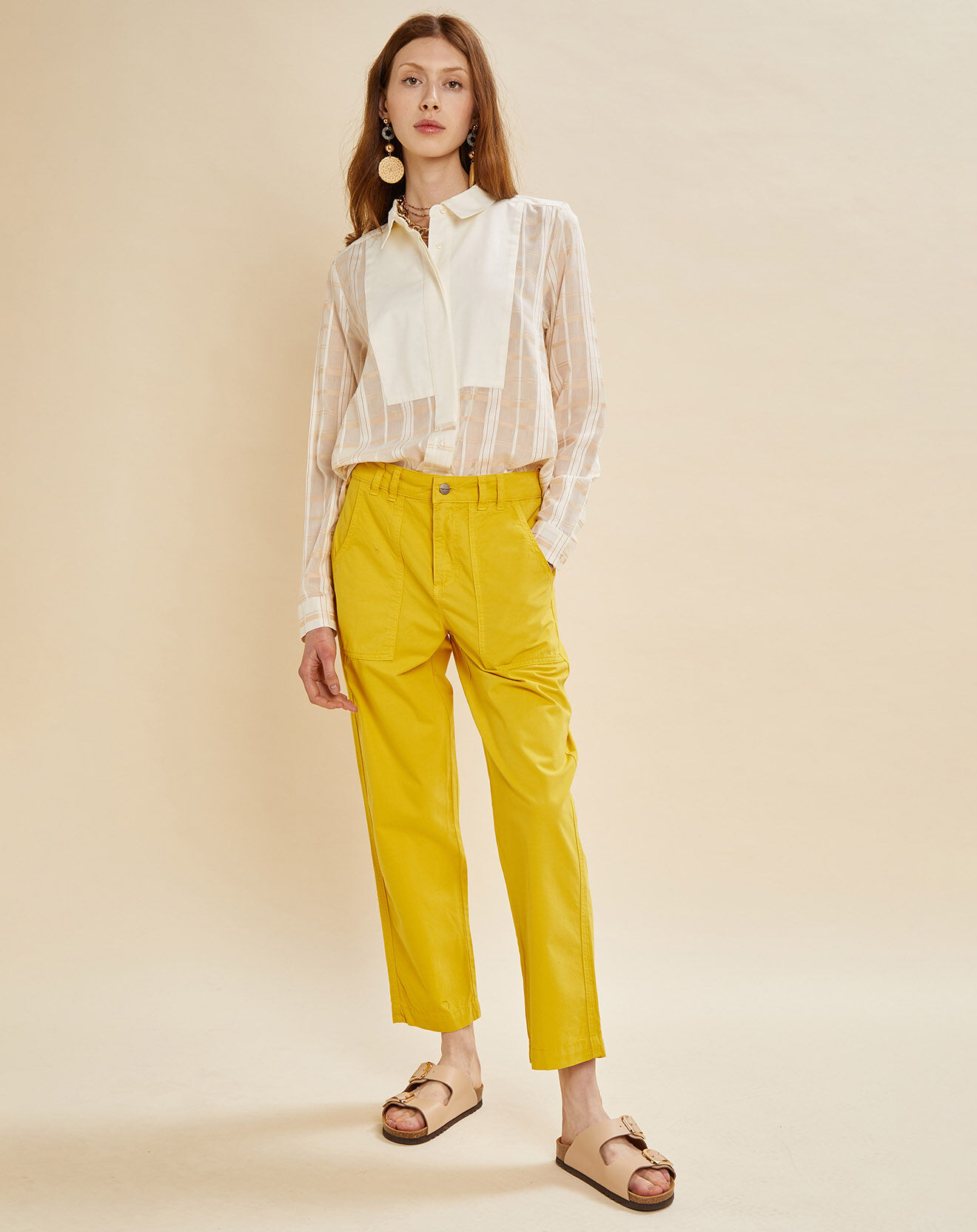 Chloé Stora Chemise Dune à carreaux écru/beige