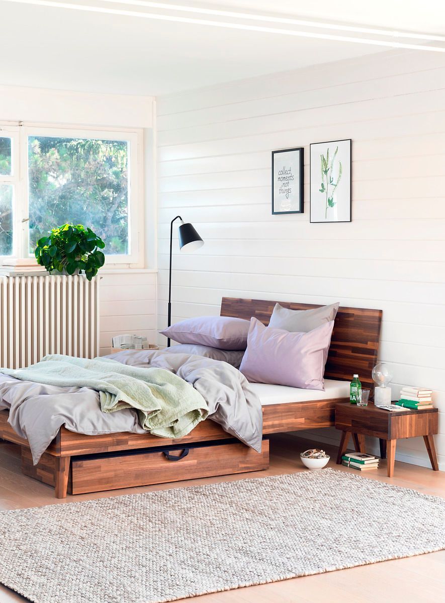 CARA Bett - Nussbaum / B: 180.0 cm x T: 200.0 cm
