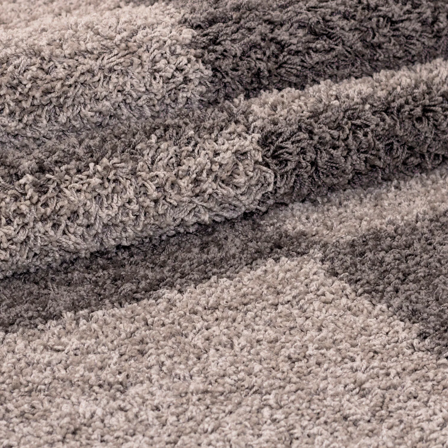 Designer Hochflor Teppich mit Karo- und Linienmuster, Flauschiger Langflor