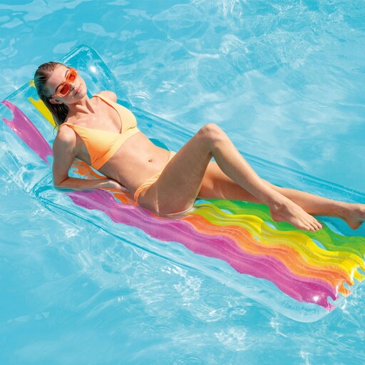 Colchão inflável Intex Rainbow com encosto, 84x203 cm