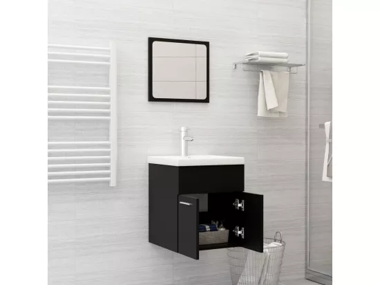 Ensemble de meubles de salle de bain 2 pcs Noir Aggloméré