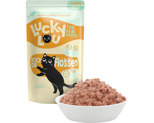 LuckyLou Adult natvoer voor katten, gevogelte & forel, 125 g