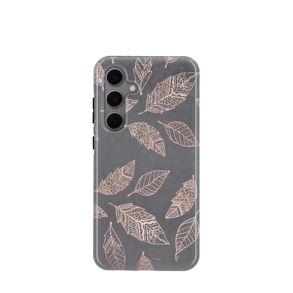 Samsung Galaxy S24 FE Hybrid (Kunststoff / Gummi) Hülle Blätterspiel - Bronze