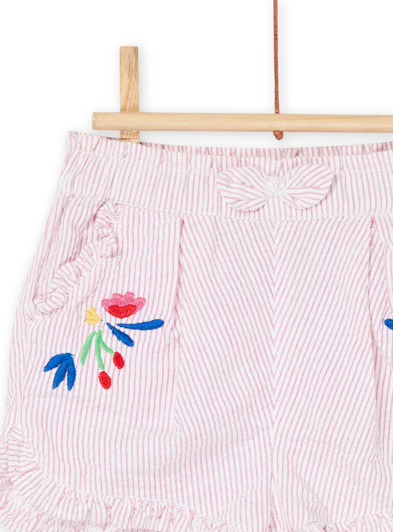 Short blanc et rose à imprimé à rayures