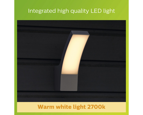 LED buitenwandlamp 12W 1100 lm 2700K antraciet