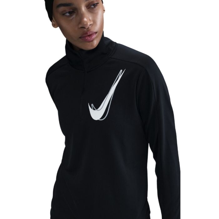 Nike Dame Mellemlag Swoosh Half Zip Long Sleeve Midlayer Sort