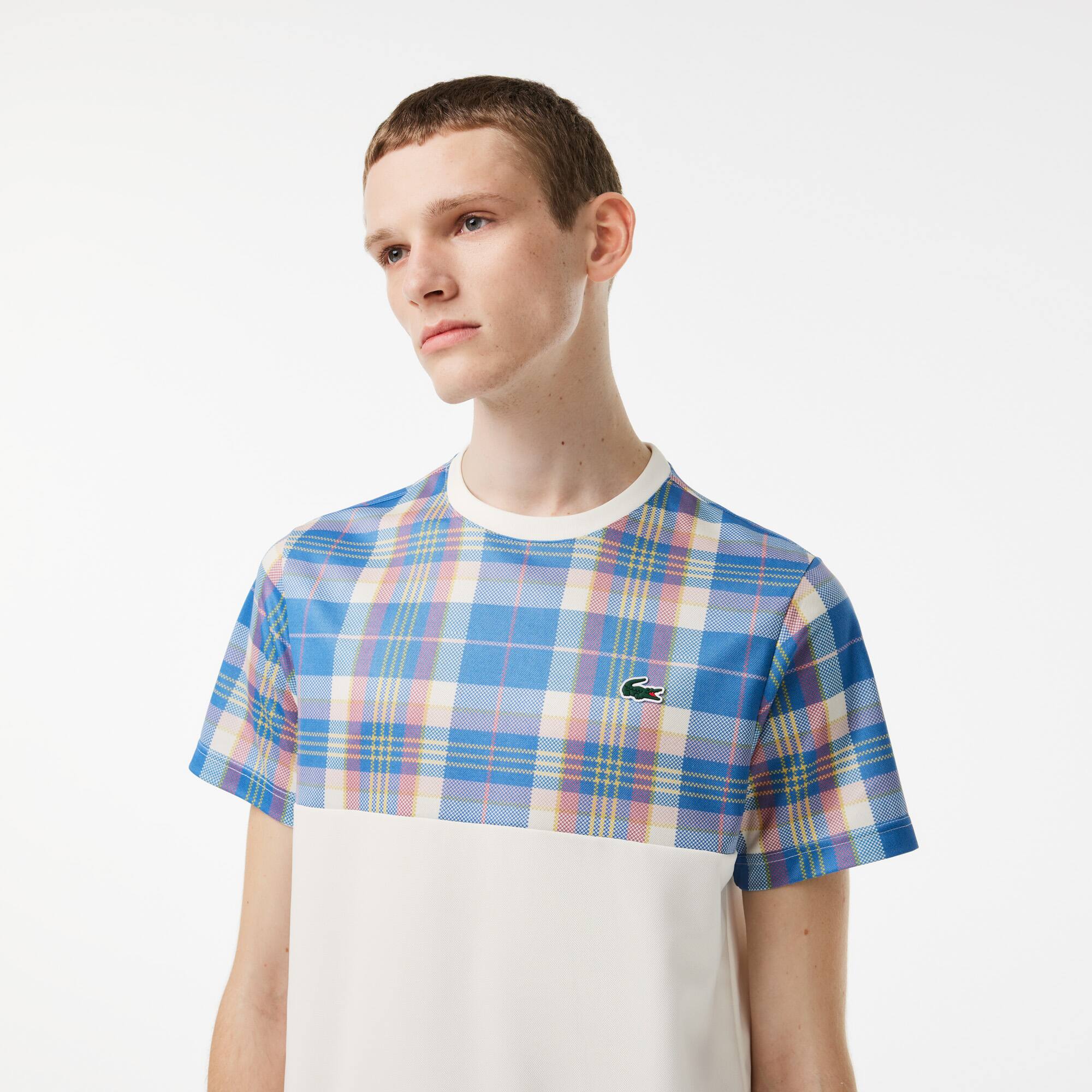 Herren LACOSTE TENNIS T-Shirt Karomuster T-Shirts - Weiss - Lacoste - Herren