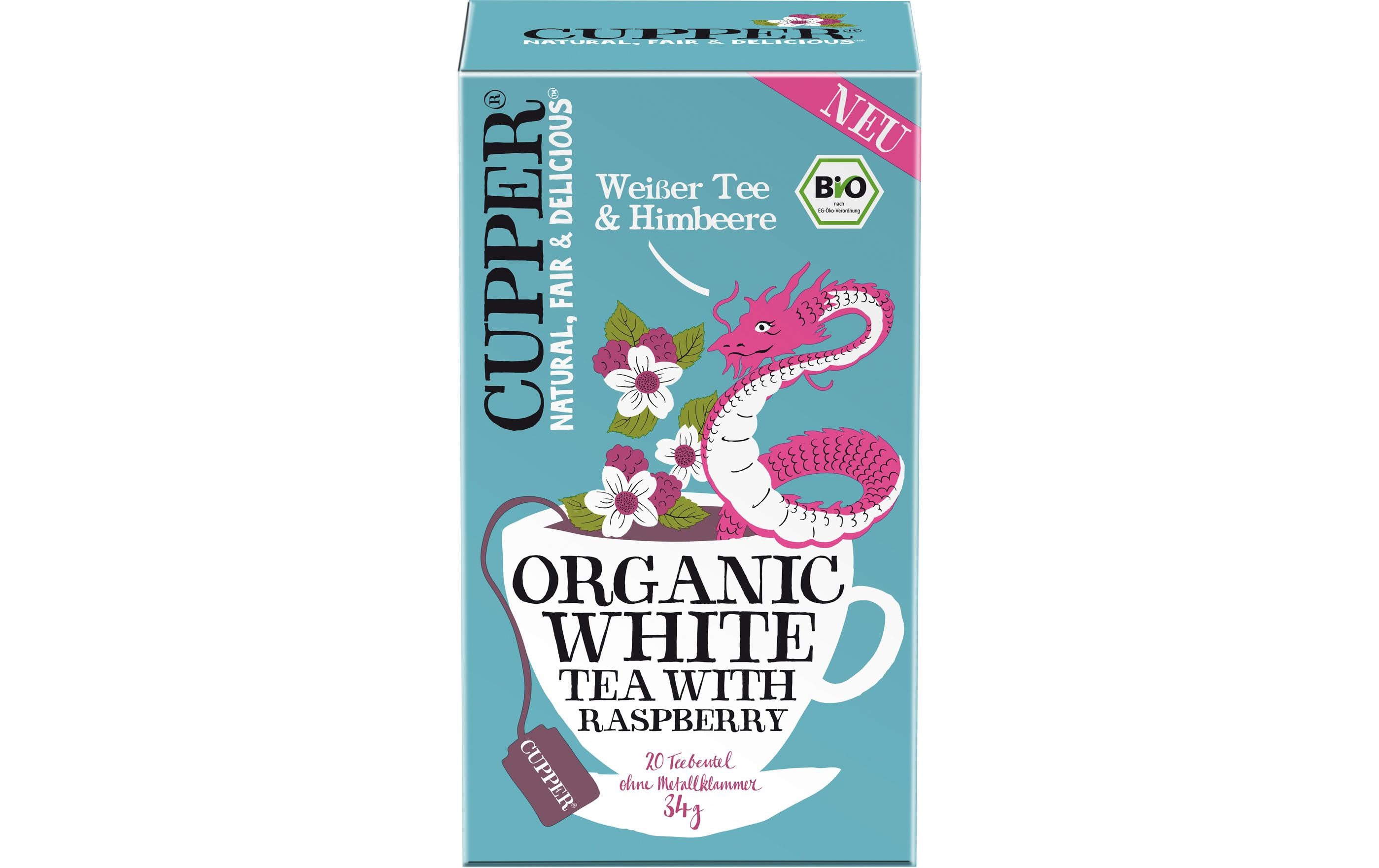Teebeutel Bio Weisser Tee Himbeere 34 g 20 StückHimbeertee