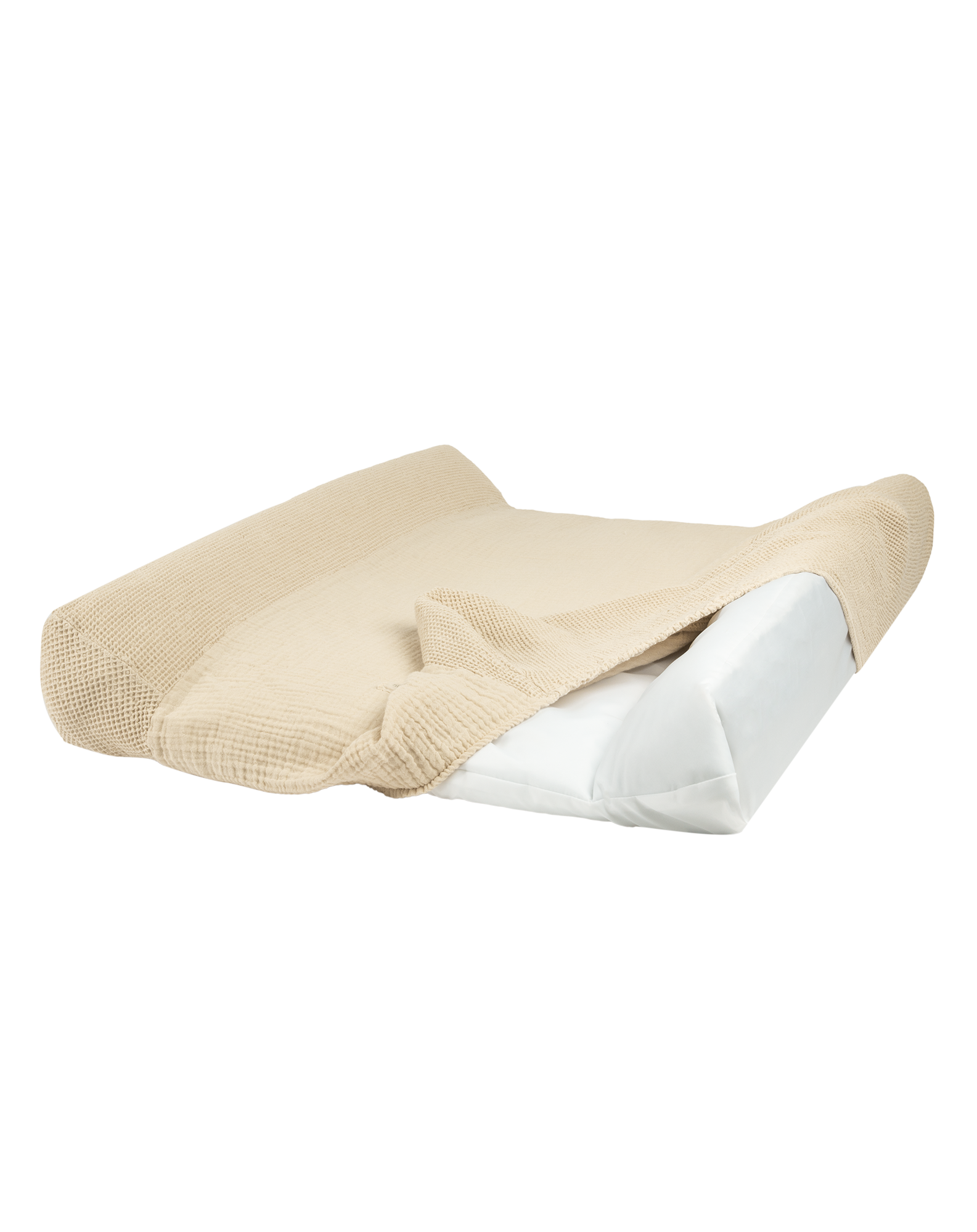 Matelas à langer imperméable et housse wabi-sabi en coton lavé | Blanc