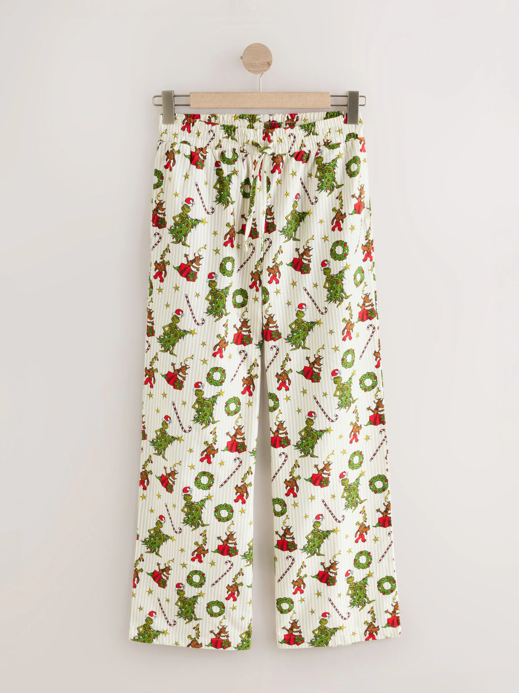 Crème - Grinch Bijpassende Familie Kerstmis Pyjama's met Knoopsluiting