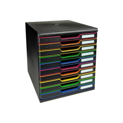 Exacompta Modulo - Module de classement 10 tiroirs - noir/arlequin