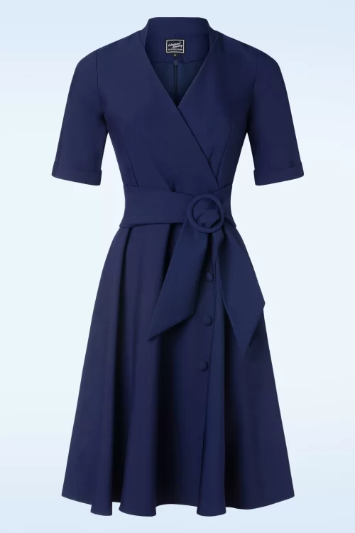 Glamour Bunny Business Babe Nancy jurk in donkerblauw